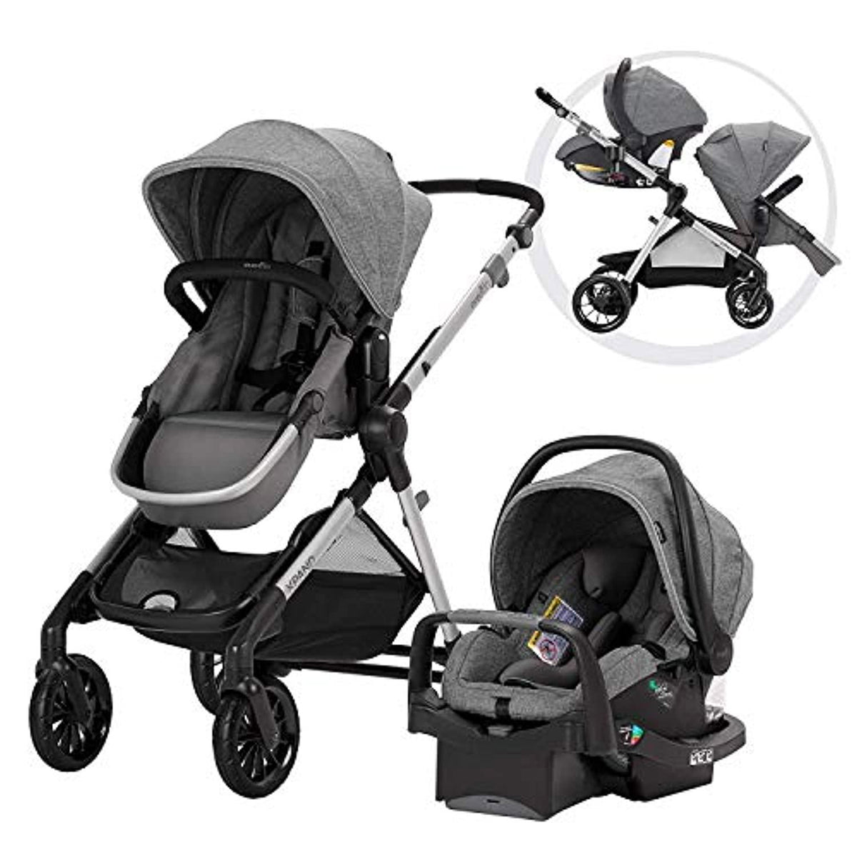 evenflo pivot xpand bassinet mode Evenflo Pivot Xpand Modular Travel System with SafeMax Infant Car Seat – The Baby's Room