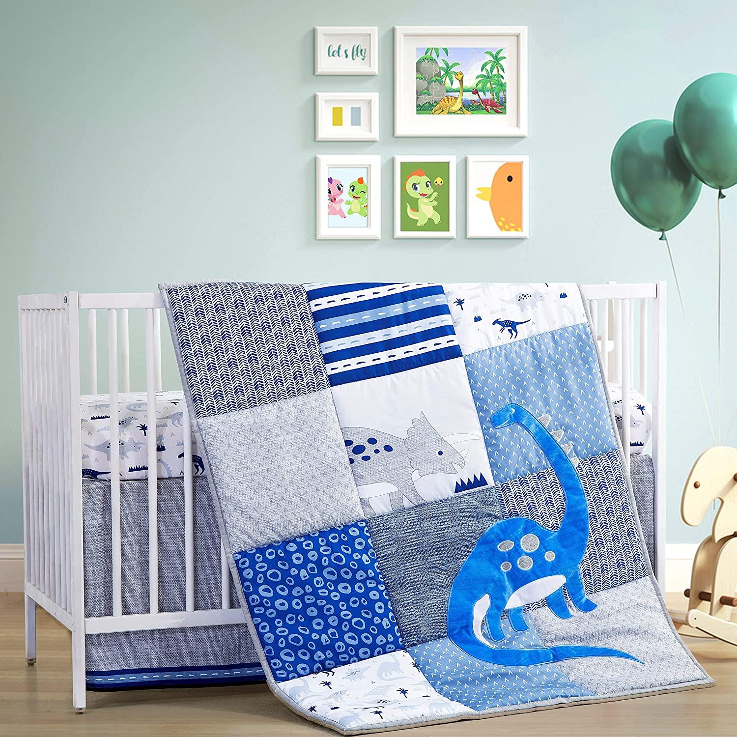 Blue and grey on sale elephant crib bedding