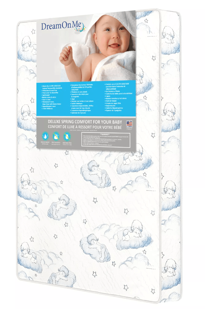 Dream On Me Sweet Dreams 3-Inch Spring Coil Mini/Portable Crib Mattress in Blue - The Baby's Room