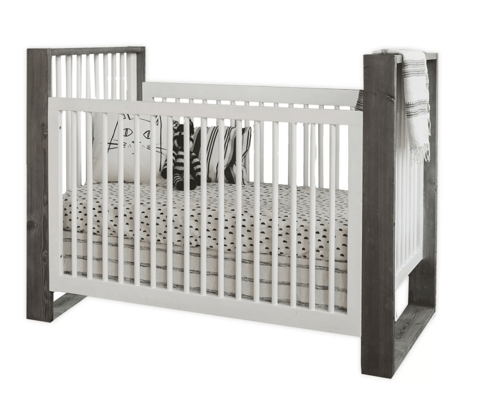 Milk Street True Traditional 3-in-1 Convertible Crib in Grey Mud/ Snow White - The Baby's Room