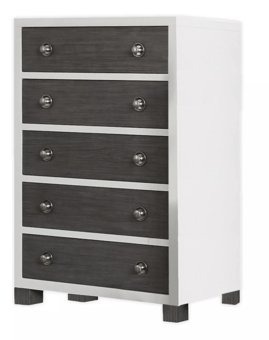 Milk Street True 5-Drawer Dresser in Grey Mud/ Snow White - The Baby's Room