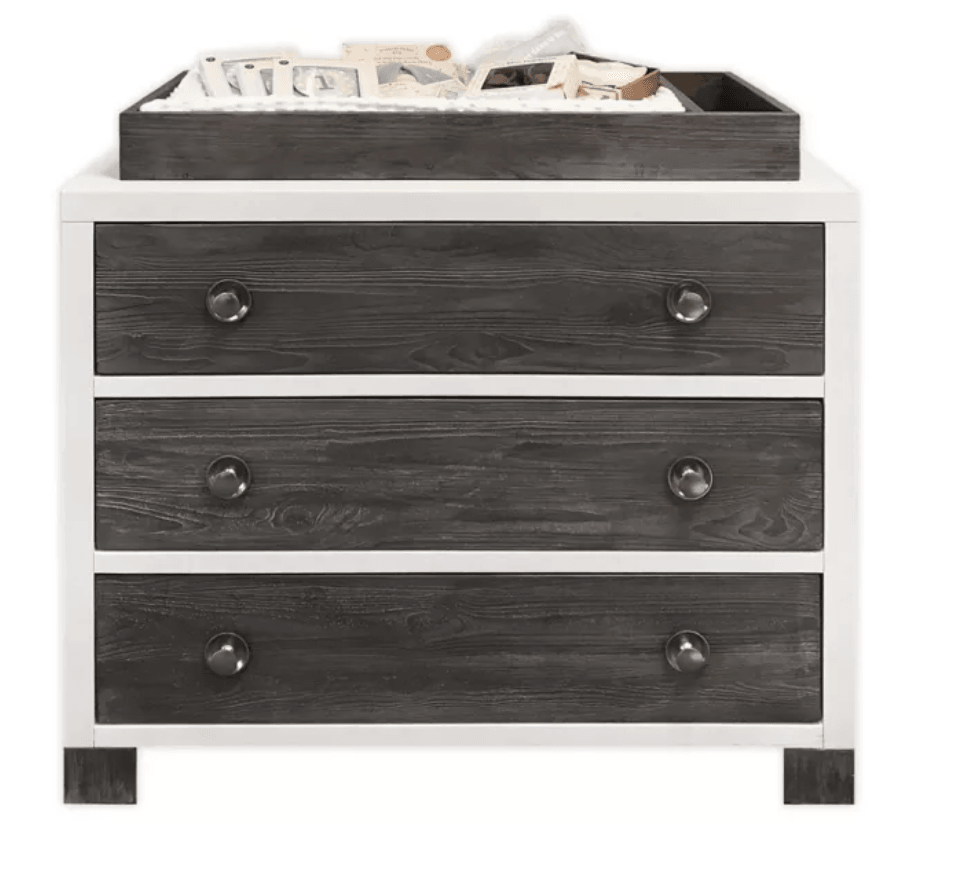 Milk Street Baby True 3-Drawer Dresser in Grey Mud/Snow White - The Baby's Room