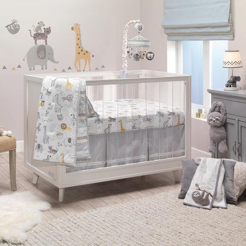 Animal Jungle Cotton Jersey 4-Piece Crib Bedding Set - Multicolor
