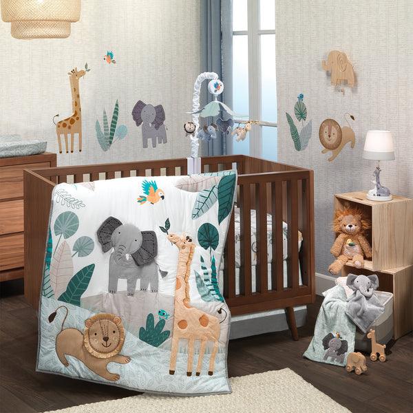 Jungle Friends 5-piece Safari Animals Nursery Baby Crib Bedding Set - The Baby's Room