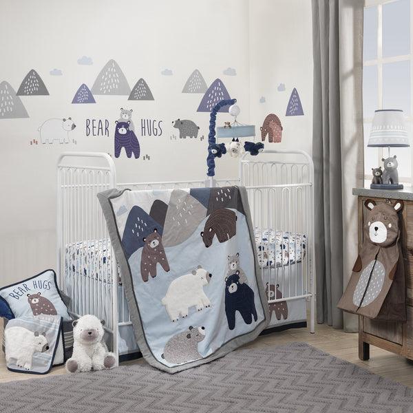 Signature Montana Blue/Gray Woodland 5-Piece Baby Crib Bedding Set - The Baby's Room