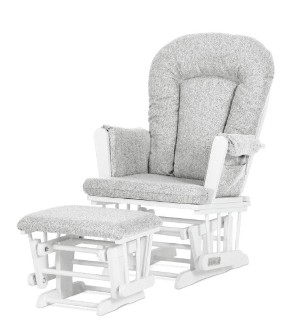 Tranquil Nursery Glider and Ottoman, Matte White - The Baby's Room