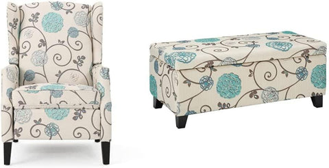 Westeros Traditional Wingback Fabric Recliner Chair