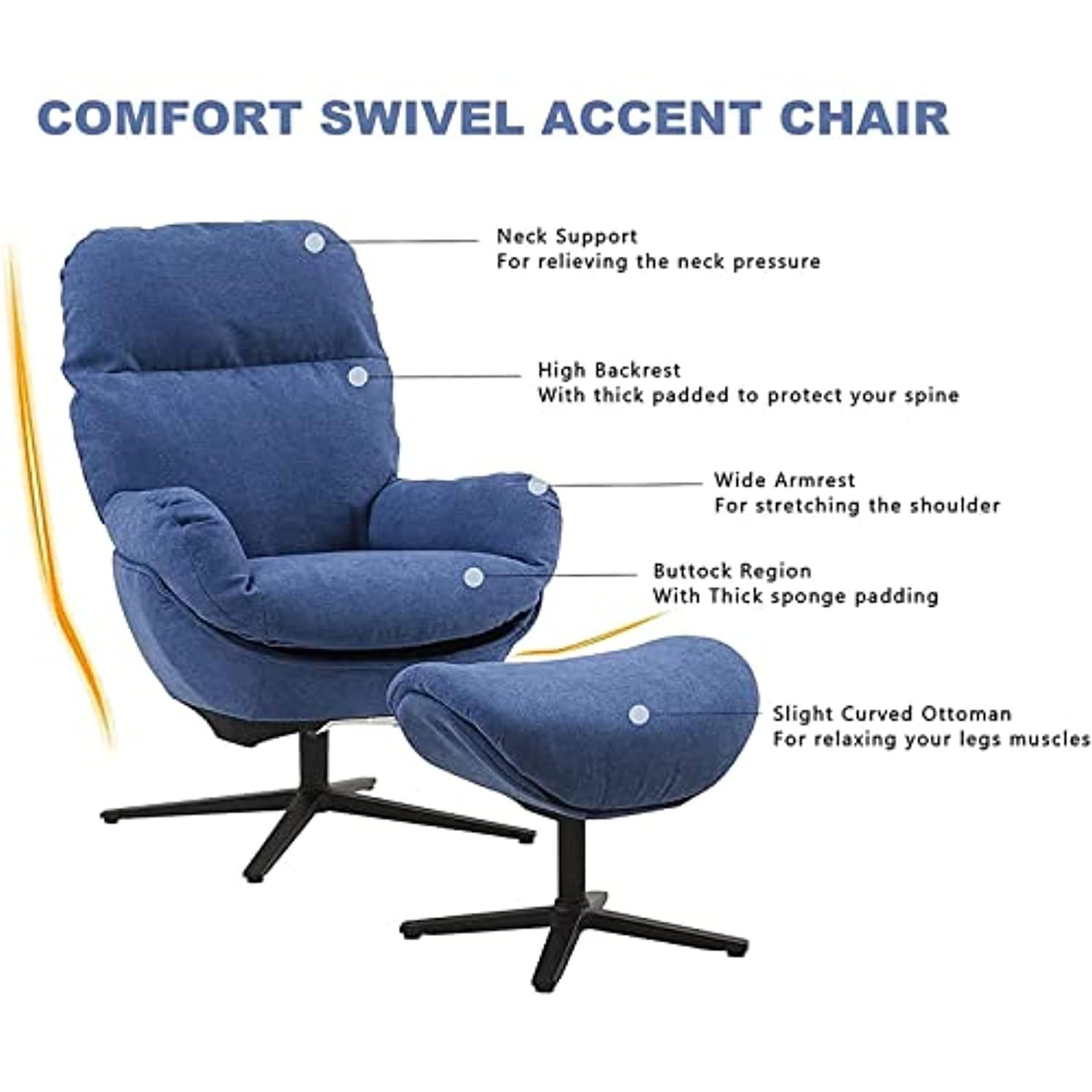 High back reading cheap chair with ottoman