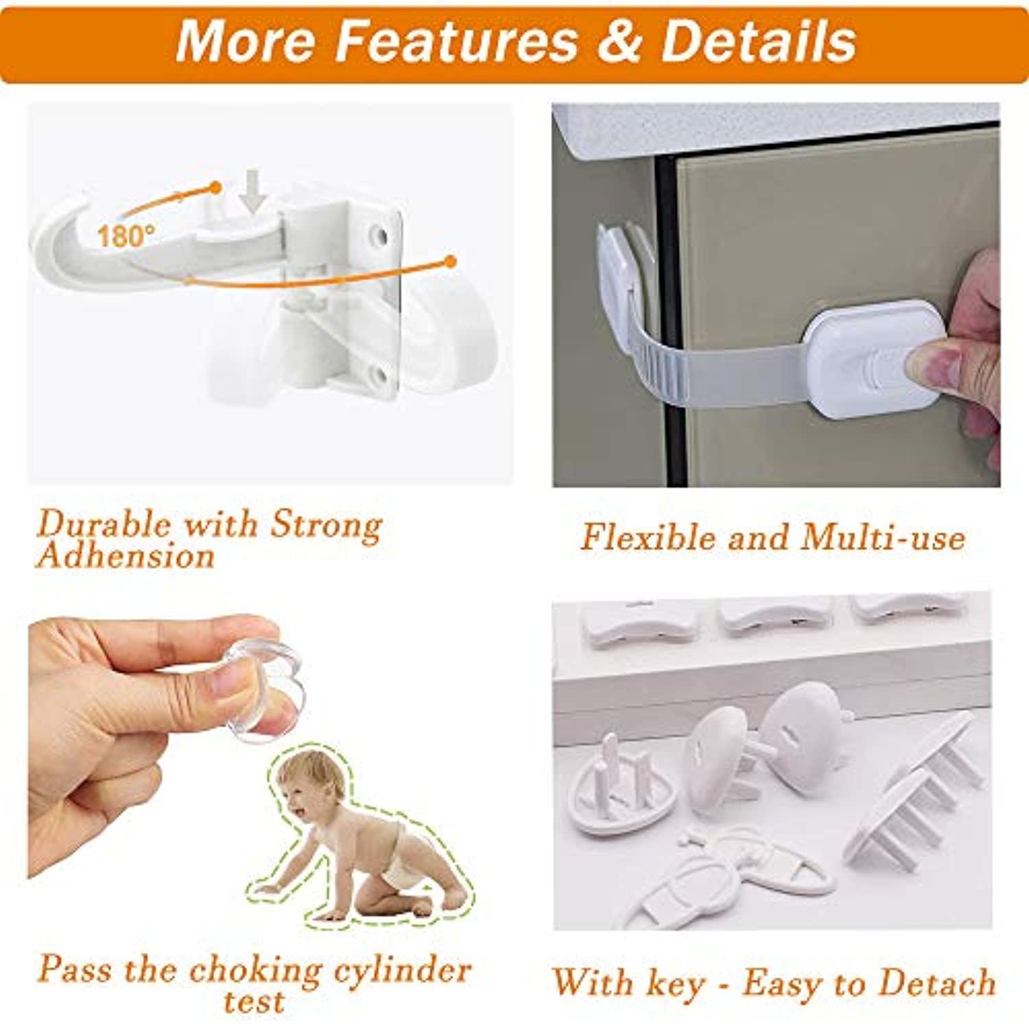 Child Safety Cabinet Locks - (10 Pack) Baby Proofing Latches to Drawer Door  Fridge Oven Toilet Seat Kitchen Cupboard Appliance Trash Can with 3M