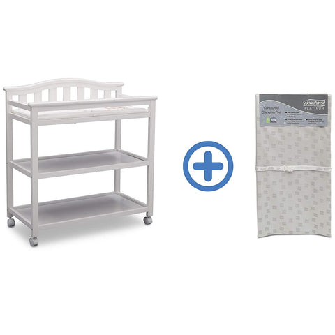 Delta Children Bell Top Changing Table with Wheels and Changing Pad,