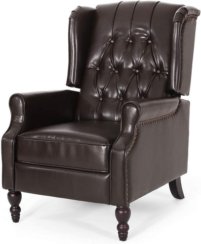 Button-Tufted Fabric Recliner Arm Chair