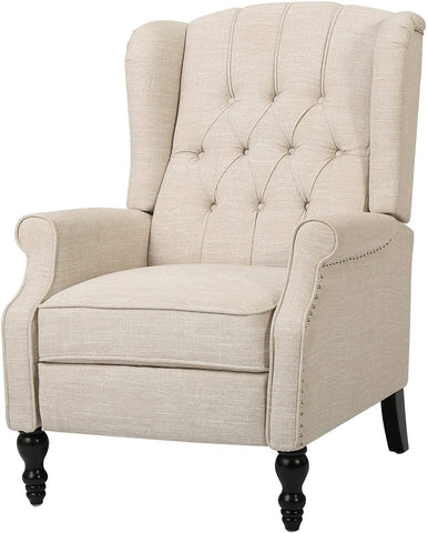 Elizabeth Tufted Fabric Recliner, Vintage Reclining Reading Armchair