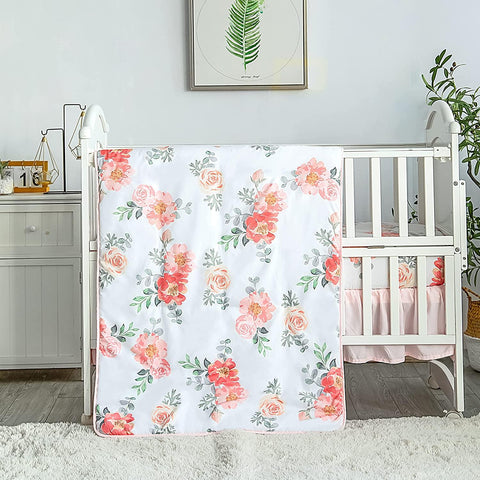 La Premura Watercolor Floral Nursery Crib Bedding Set