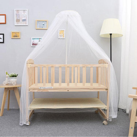 Multi-functional basic custom logo solid wood bed cot cribs newborn baby cradle baby wooden bed