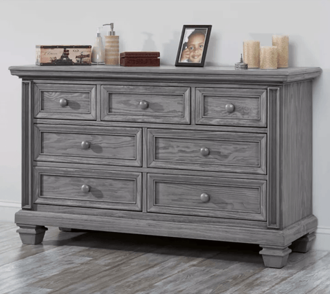 7-Drawer Double Dresser in Brushed Grey - The Baby's Room