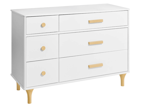 6-Drawer Double Dresser in White/Natural