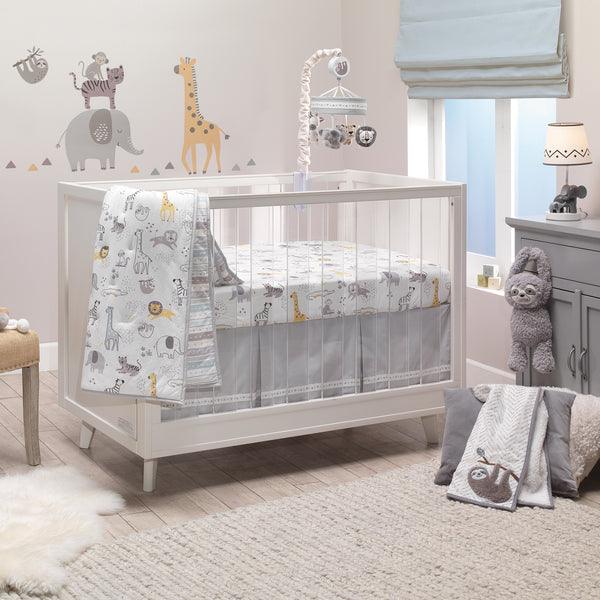 Animal Jungle Cotton Jersey 4-Piece Crib Bedding Set - Multicolor - The Baby's Room