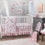 Blossom Pink Watercolor Floral 3-Piece Baby Crib Bedding Set