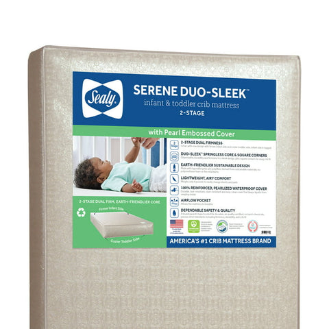 Sealy Serene Duo-Sleek 2-Stage 6 Inch Foam Crib and Toddler Mattress, 52x28