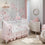 Floral Garden Watercolor/Pink Linen 5-Piece Baby Crib Bedding Set