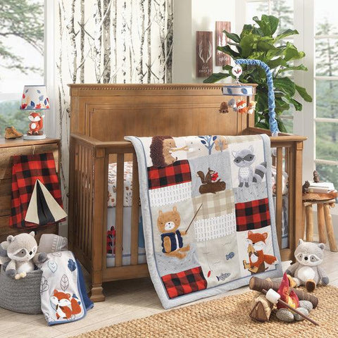 Little Campers Woodland Animal 5-Piece Baby Crib Bedding Set