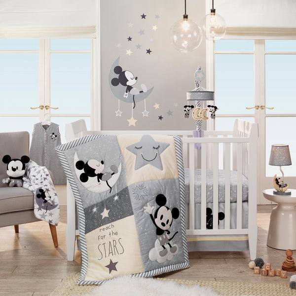 Disney Baby Mickey Mouse Gray/Yellow 4-Piece Crib Bedding Set - The Baby's Room