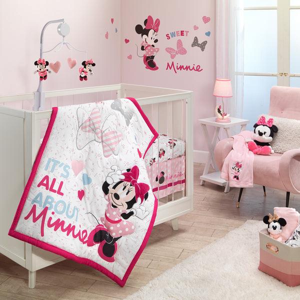 Disney Baby Minnie Mouse Love 3-Piece Pink Nursery Crib Bedding Set - The Baby's Room