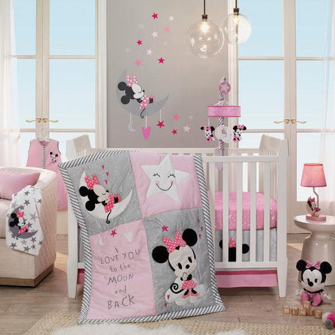 Disney Baby Minnie Mouse Pink 4-Piece Nursery Crib Bedding Set