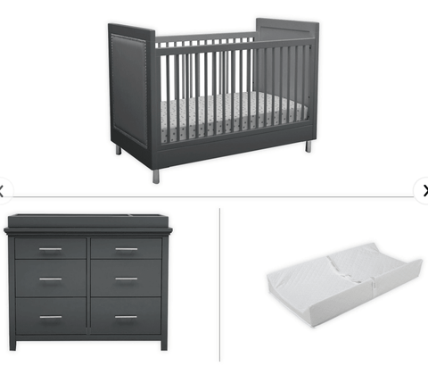 Simmons Kids Avery 5-Piece Nursery Furniture Set in Charcoal Grey by Delta Children