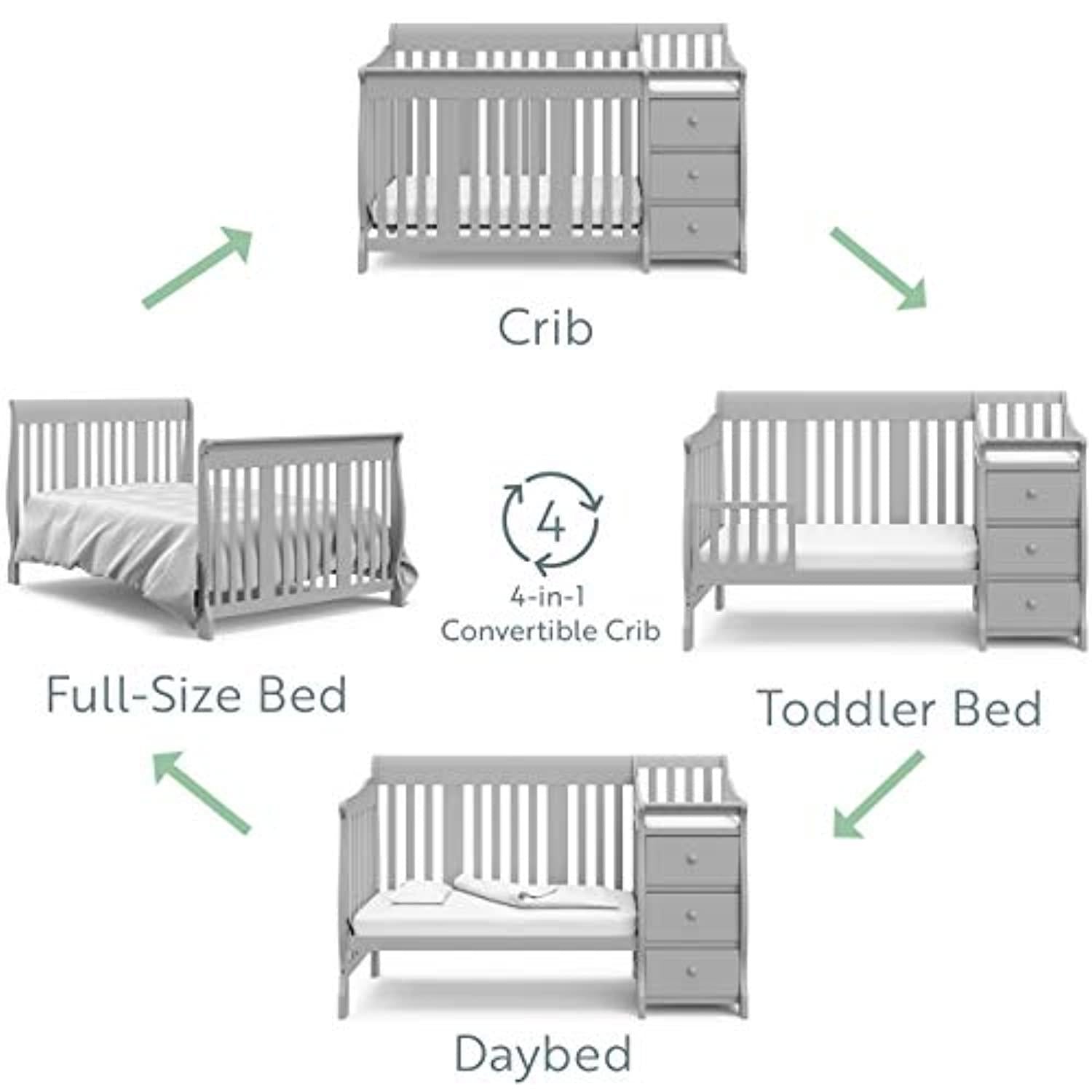 Storkcraft portofino 4 in 1 fixed side convertible crib changer sale