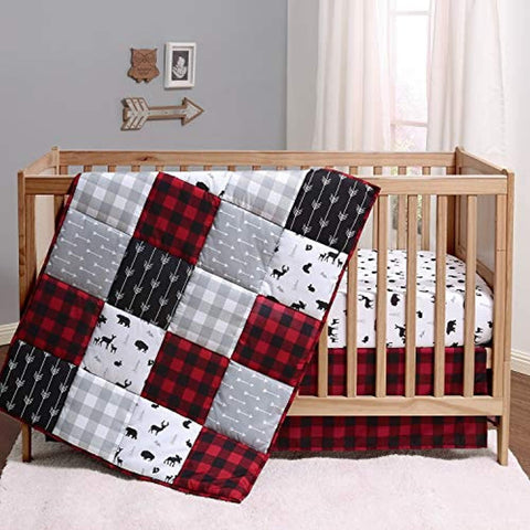 The Peanutshell Buffalo Plaid Crib Bedding Set for Boys or Girls
