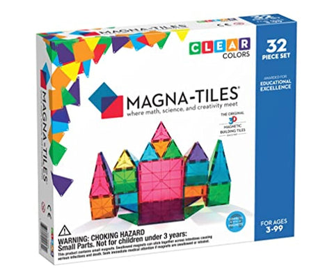 Tiles 32-Piece Clear Colors Set, The Original Magnetic Building Tiles