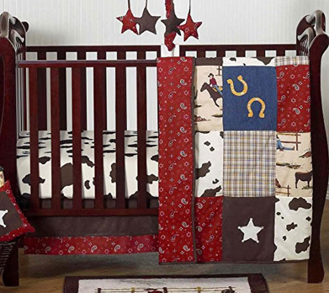 Wild West Western Horse Cowboy Baby Boy Bedding 4 Piece Crib Set
