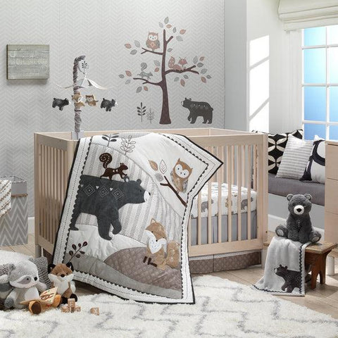 Woodland Forest Animal Nursery 5-Piece Baby Crib Bedding Set